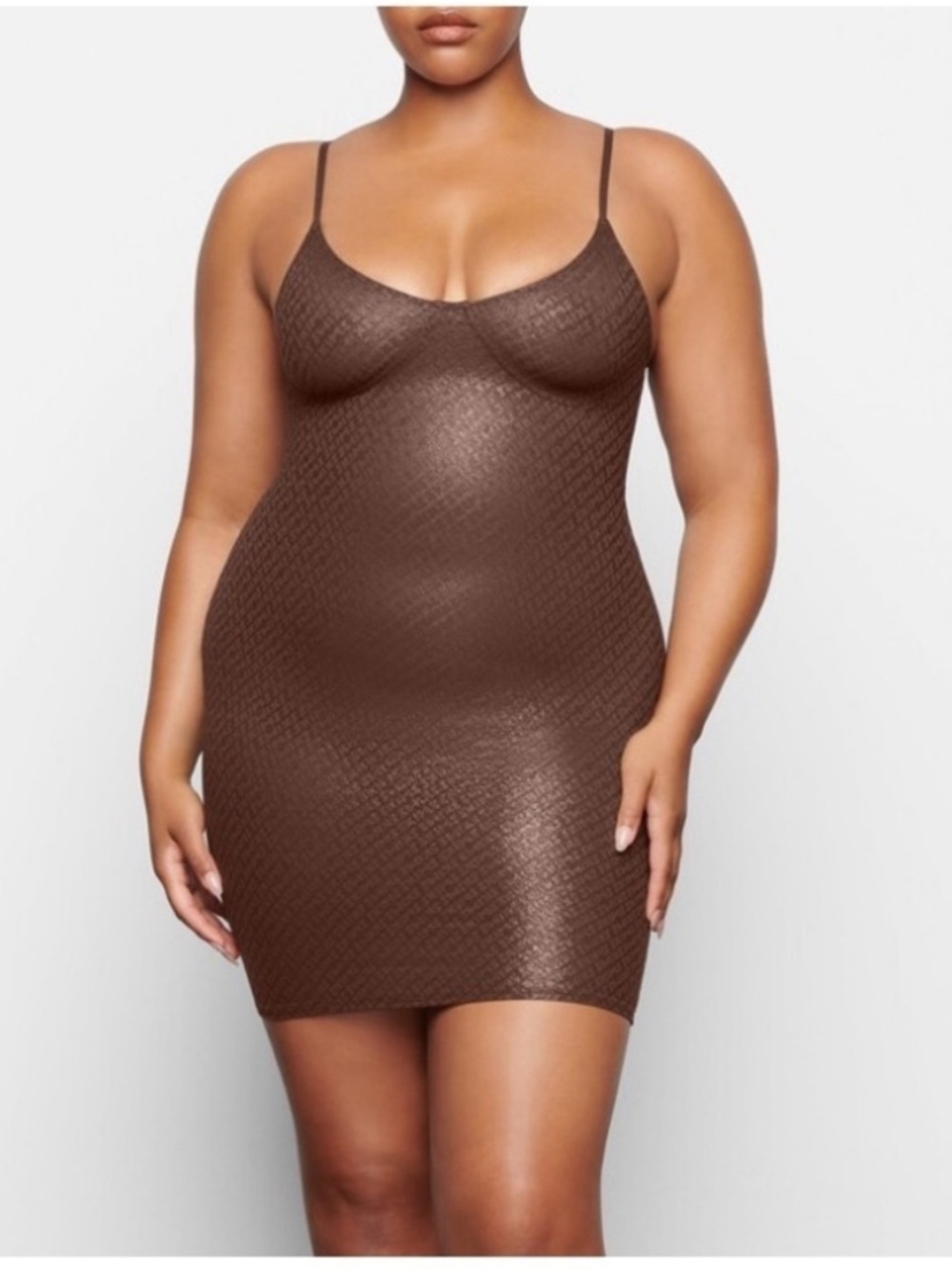 SKIMS Brown Metallic Shimmer Cami dress